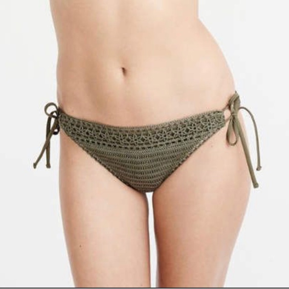 ABERCROMBIE & FITCH Green Crochet Bikini Bottom XL Resort Beach Vacation NEW